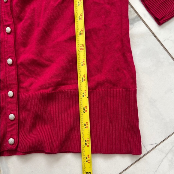 White House Black Market Crimson Hot Bright Pinkish Red Cardigan Medium - Picture 8 of 8